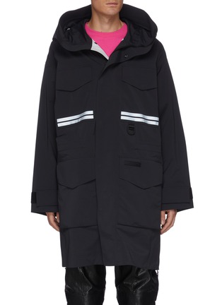 Main View - Click To Enlarge - CANADA GOOSE - x Angel Chen 'Morgan Rain Snow Mantra' Logo Stripe Patch Pocket Raincoat