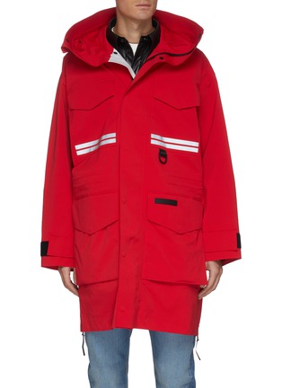 Main View - Click To Enlarge - CANADA GOOSE - x Angel Chen 'Morgan Rain Snow Mantra' Logo Stripe Patch Pocket Raincoat