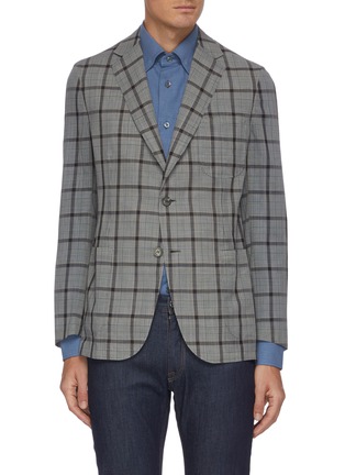 Main View - Click To Enlarge - BRIONI - Check wool silk blend blazer