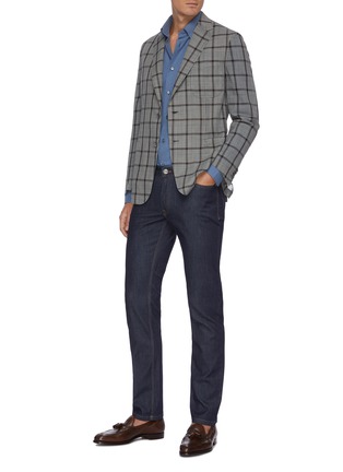 Figure View - Click To Enlarge - BRIONI - Check wool silk blend blazer