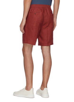 Back View - Click To Enlarge - BRIONI - Drawstring waist linen shorts