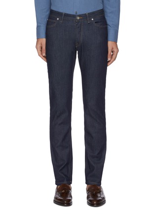 Main View - Click To Enlarge - BRIONI - Contrast topstitch low rise jeans