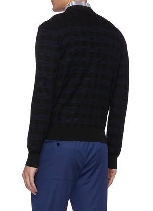 Back View - Click To Enlarge - BRIONI - Bicolour Check Cardigan