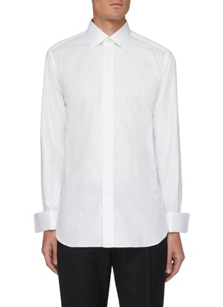 Main View - Click To Enlarge - BRIONI - Concealed button placket tuxedo shirt