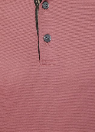  - BRIONI - Contrast placket logo embroidered polo shirt