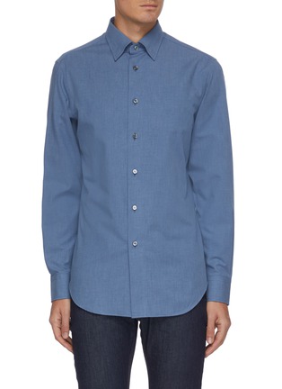 Main View - Click To Enlarge - BRIONI - Twill chambray mélange shirt