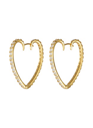 Main View - Click To Enlarge - CZ BY KENNETH JAY LANE - Heart cubic zirconia hoop earrings