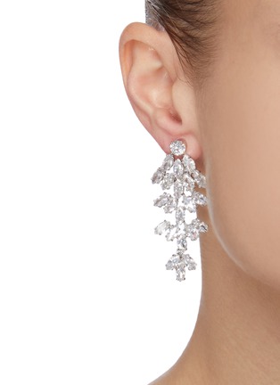 Figure View - Click To Enlarge - CZ BY KENNETH JAY LANE - Cluster marquise cubic zirconia clip earrings