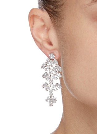 Figure View - Click To Enlarge - CZ BY KENNETH JAY LANE - Cluster leaf cubic zirconia statement earrings