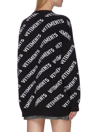 Back View - Click To Enlarge - VETEMENTS - Diagonal All-over Logo Knit Wool Cashmere Blend Sweater