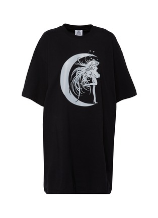 Main View - Click To Enlarge - VETEMENTS - Crescent Moon Girl Logo Graphic Print Cotton T-shirt