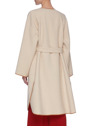 Back View - Click To Enlarge - CHLOÉ - Leather trim belted double face coat