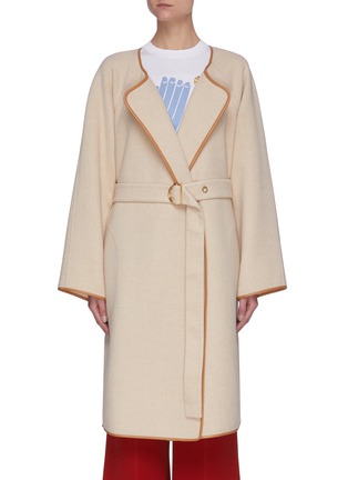 Main View - Click To Enlarge - CHLOÉ - Leather trim belted double face coat