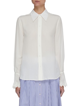 Main View - Click To Enlarge - CHLOÉ - Logo Embroidered Cuff Point Collar Shirt
