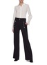 Figure View - Click To Enlarge - CHLOÉ - Silver-toned button wide leg wool suiting pants