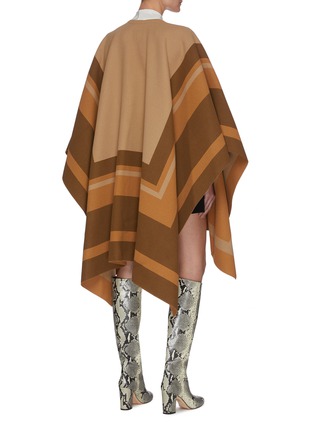 Back View - Click To Enlarge - CHLOÉ - Buckle Belt Detail Logo Stripe Wool Poncho