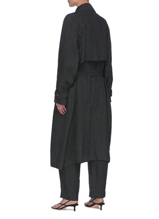 Back View - Click To Enlarge - LOW CLASSIC - Oversize Belted Linen Trench Coat