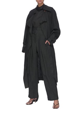 Figure View - Click To Enlarge - LOW CLASSIC - Oversize Belted Linen Trench Coat