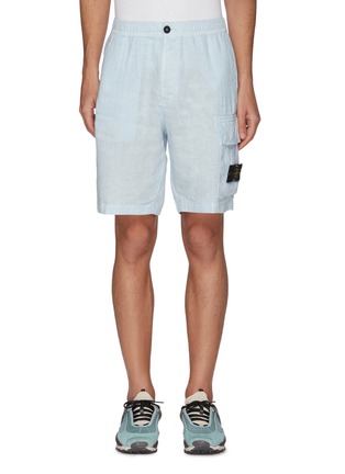 Main View - Click To Enlarge - STONE ISLAND - Logo Patch Linen Canvas Cargo Shorts
