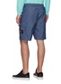 Back View - Click To Enlarge - STONE ISLAND - Chambray canvas elastic waist cargo shorts