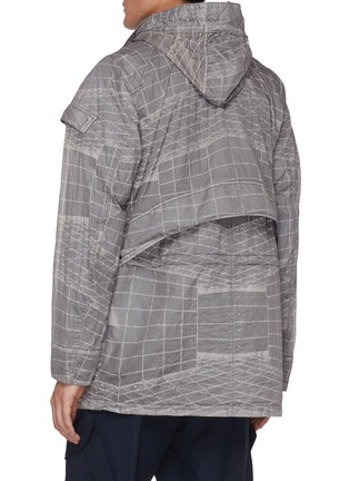 Back View - Click To Enlarge - STONE ISLAND - Reflective grid pattern garment dyed Lamy-TC parka jacket