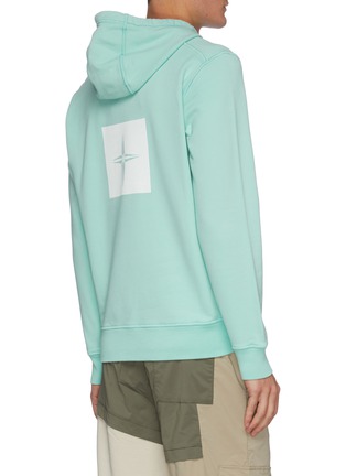 Back View - Click To Enlarge - STONE ISLAND - Compass Graphic Print Cotton Fleece Drawstring Hoodie