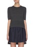 Main View - Click To Enlarge - THOM BROWNE  - Intarsia stripe back buttoned hem T-shirt