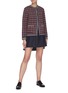 Figure View - Click To Enlarge - THOM BROWNE  - Intarsia stripe back buttoned hem T-shirt