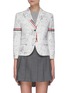 Main View - Click To Enlarge - THOM BROWNE  - Tricolour Stripe Armband Floral Print Blazer
