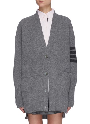 Main View - Click To Enlarge - THOM BROWNE  - Four Bar Stripe Oversize Cardigan