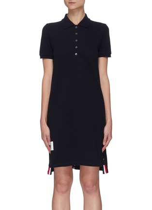 Main View - Click To Enlarge - THOM BROWNE  - Tricolour stripe cotton polo dress