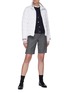 Figure View - Click To Enlarge - THOM BROWNE  - Four bar armband  cotton cardigan