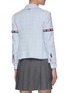 Back View - Click To Enlarge - THOM BROWNE  - Tricolour Stripe Armband Check Tweed Blazer