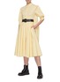Figure View - Click To Enlarge - ALEXANDER MCQUEEN - Back Slit Balloon Sleeve Pleated Cotton Dress
