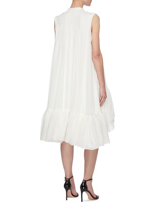 Back View - Click To Enlarge - ALEXANDER MCQUEEN - Asymmetric Ruffed Hem Pleated Sleeveless Dress