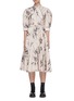 Main View - Click To Enlarge - ALEXANDER MCQUEEN - Willow Print Back Slit Balloon Sleeve Pleated Cotton Dress