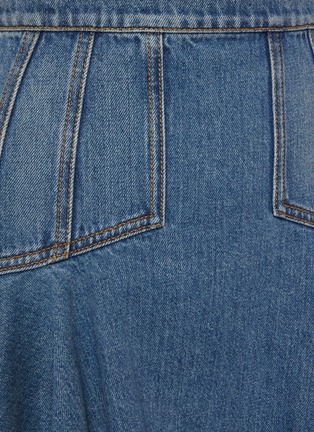 Detail View - Click To Enlarge - ALEXANDER MCQUEEN - Pleat Detail Flared Ruffle Hem Denim Mini Skirt
