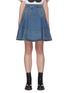 Main View - Click To Enlarge - ALEXANDER MCQUEEN - Pleat Detail Flared Ruffle Hem Denim Mini Skirt