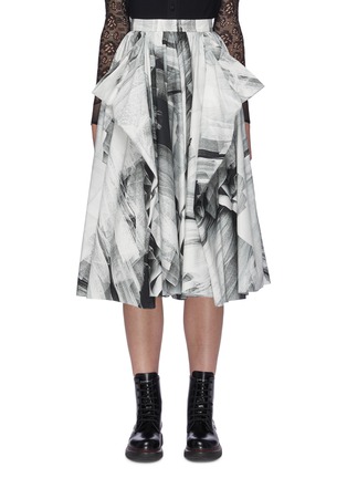 Main View - Click To Enlarge - ALEXANDER MCQUEEN - Printed ruffle midi skirt
