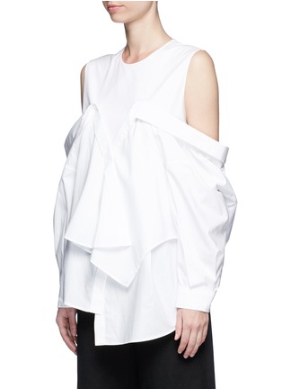 Front View - Click To Enlarge - ENFÖLD - Reconstructed shirting cold shoulder top
