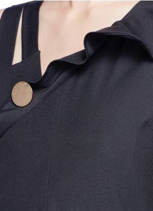 Detail View - Click To Enlarge - NOHKE - Asymmetric strap ruffle trim maxi dress
