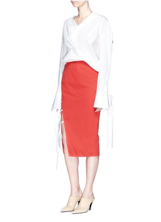 Figure View - Click To Enlarge - NOHKE - Tie front mock wrap pencil skirt