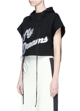 Front View - Click To Enlarge - CRES. E DIM. - 'My Dreams' slogan appliqué cropped hoodie