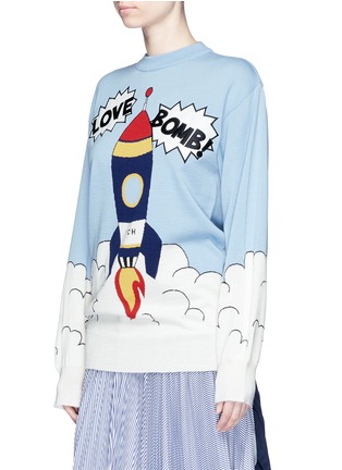 Front View - Click To Enlarge - 73437 - 'Love Bomb' patch rocket intarsia sweater