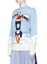 Front View - Click To Enlarge - 73437 - 'Love Bomb' patch rocket intarsia sweater