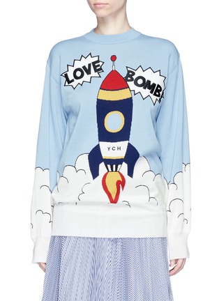 Main View - Click To Enlarge - 73437 - 'Love Bomb' patch rocket intarsia sweater