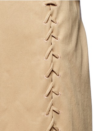 Detail View - Click To Enlarge - 73437 - Belted cotton twill lace-up trench coat