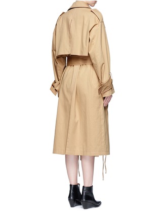 Back View - Click To Enlarge - 73437 - Belted cotton twill lace-up trench coat