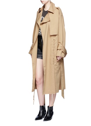 Figure View - Click To Enlarge - 73437 - Belted cotton twill lace-up trench coat