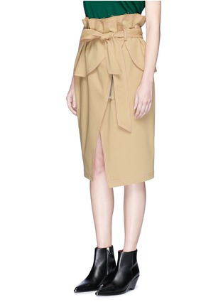 Front View - Click To Enlarge - 73437 - Paperbag waist raw edge wrap skirt